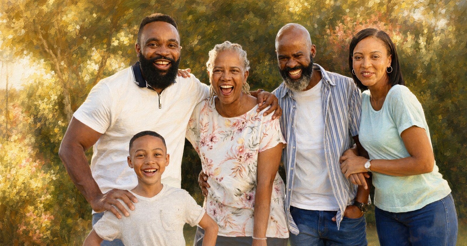Custom multigenerational family Legacy portrait artwork