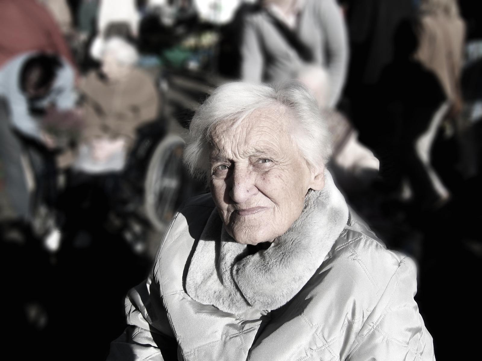 Original photograph of an elderly woman before portrait transformation